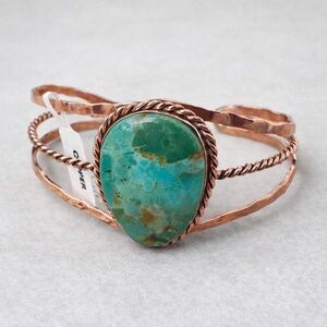 Green Mojave Turquoise Copper Cuff Bracelet NWT Western Boho
